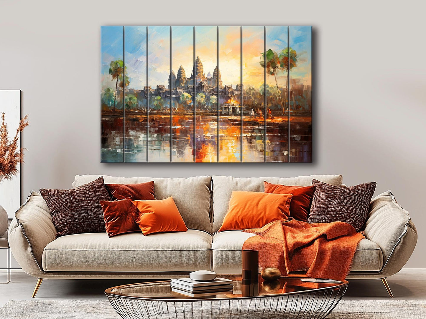 Wood Wall Art – Ancient Khmer Print on Wood | Angkor Wat Painting Decor