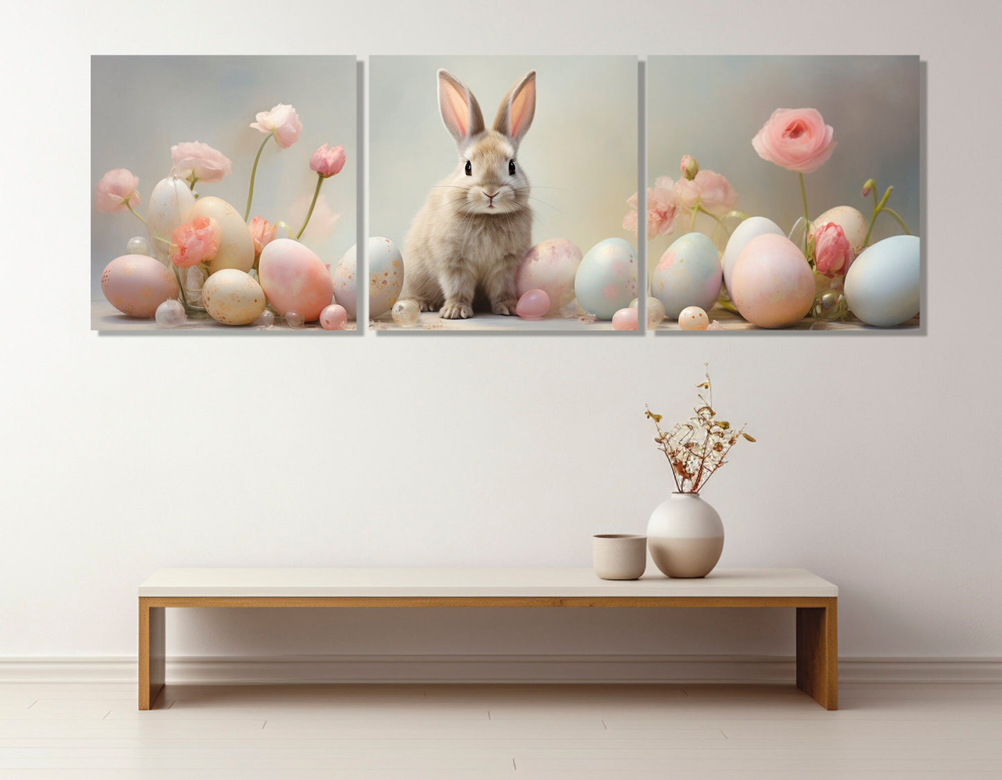 Easter Bunny Canvas Print – Cute Rabbit Wall Art | Nursery Canvas Decor, Framed Ready to Hang