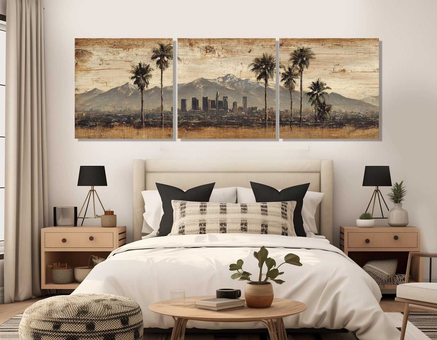 Los Angeles Canvas Print - Rustic City Skyline Art | Framed Wall Decor Ready to Hang