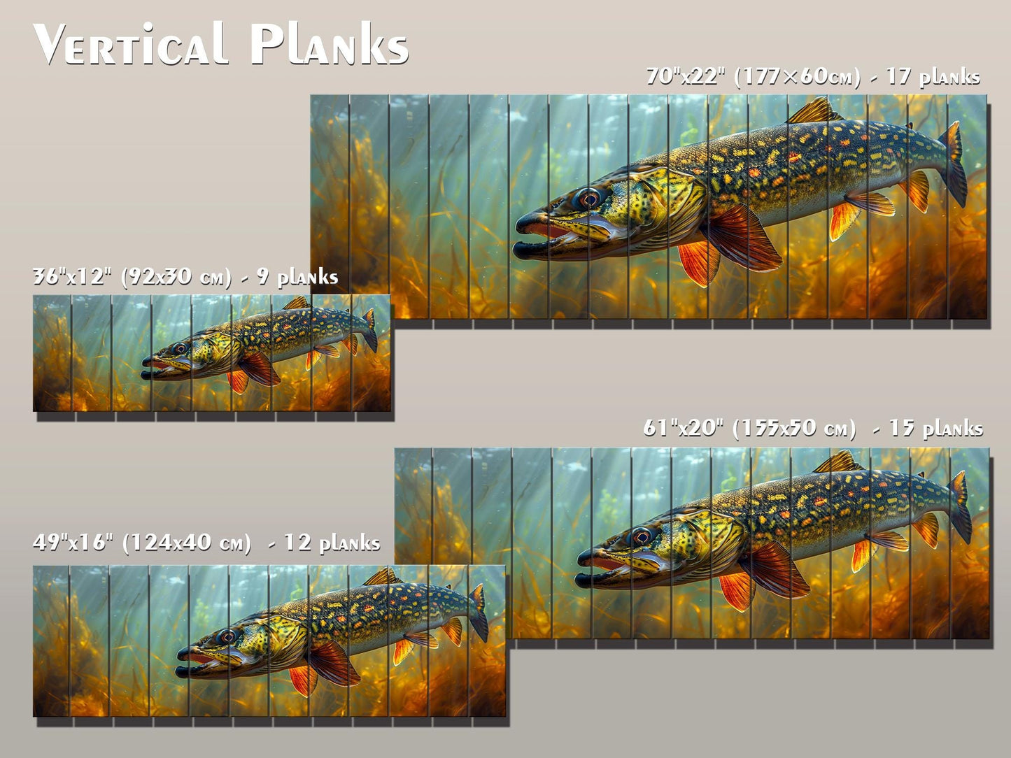 Northern Pike Wall Art – Rustic Fishing Wall Decor on Natural Wood Planks