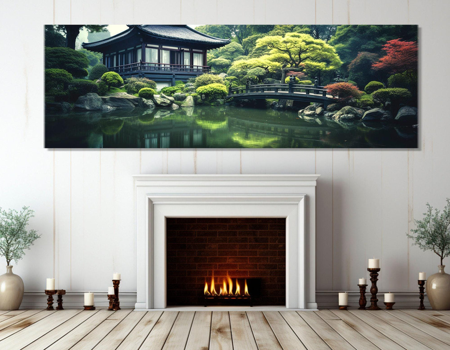 Japanese Garden Canvas Print – Large Panoramic Japan Wall Art | Ready to Hang Framed Canvas