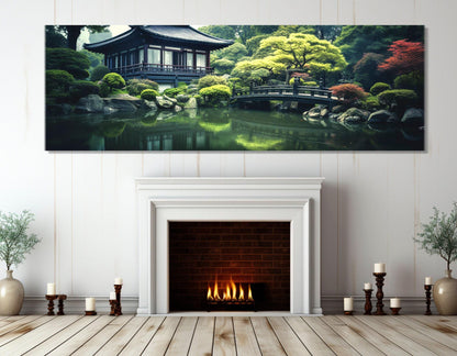 Japanese Garden Canvas Print – Large Panoramic Japan Wall Art | Ready to Hang Framed Canvas