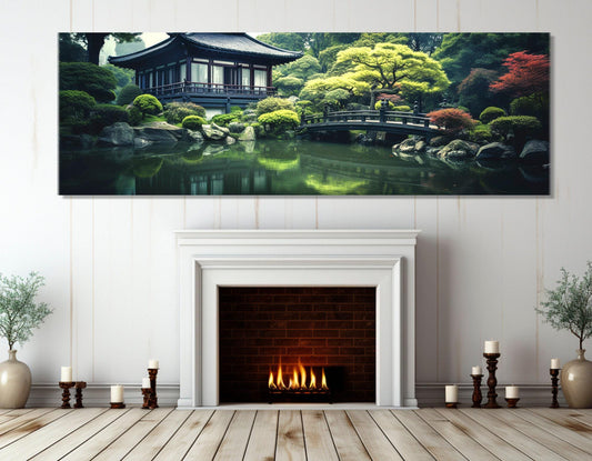 Japanese Garden Canvas Print – Large Panoramic Japan Wall Art | Ready to Hang Framed Canvas