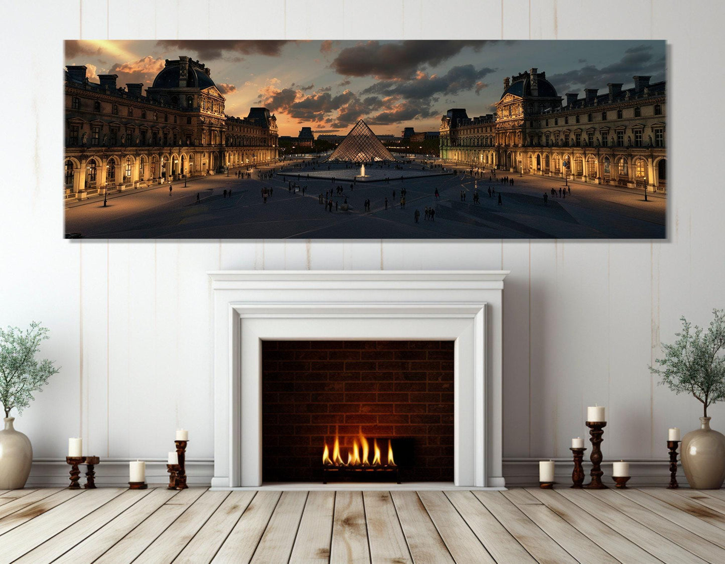 Louvre at Night Canvas – Paris Wall Art | Abstract Cotton Canvas Print, Framed & Ready to Hang