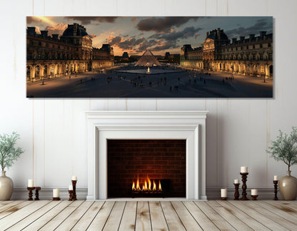 Louvre at Night Canvas – Paris Wall Art | Abstract Cotton Canvas Print, Framed & Ready to Hang
