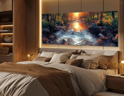 Sunset River Canvas - Large Scenic River Artwork | Framed Canvas Art Ready to Hang