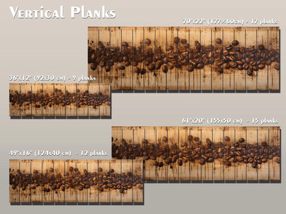 Coffee Beans Rustic Art Print on Natural Wood – Kitchen Wall Decor