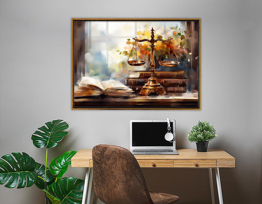 Law Scales Painting Vintage Law Art - Justice Wall Decor | Lawyer Gift Canvas