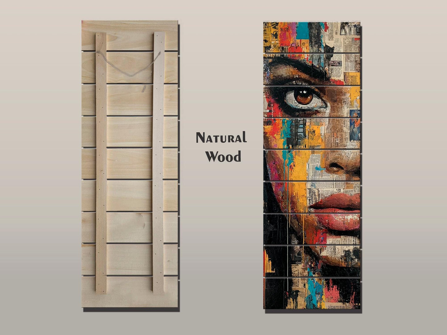 Abstract Expressionism Portrait | Black Woman Wood Wall Art – Mixed Media Print