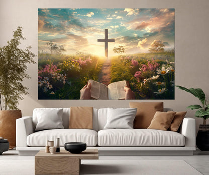 Bible Canvas Print, Religious Wall Art, Christian Wall Decor, Framed and Ready to Hang