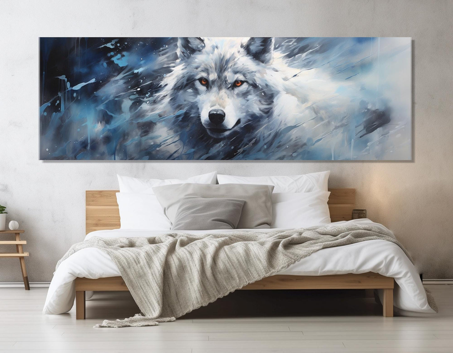 Majestic Wolf Canvas Print – Large Framed Wolf Artwork | Soft Tones Poster