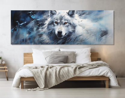 Majestic Wolf Canvas Print – Large Framed Wolf Artwork | Soft Tones Poster