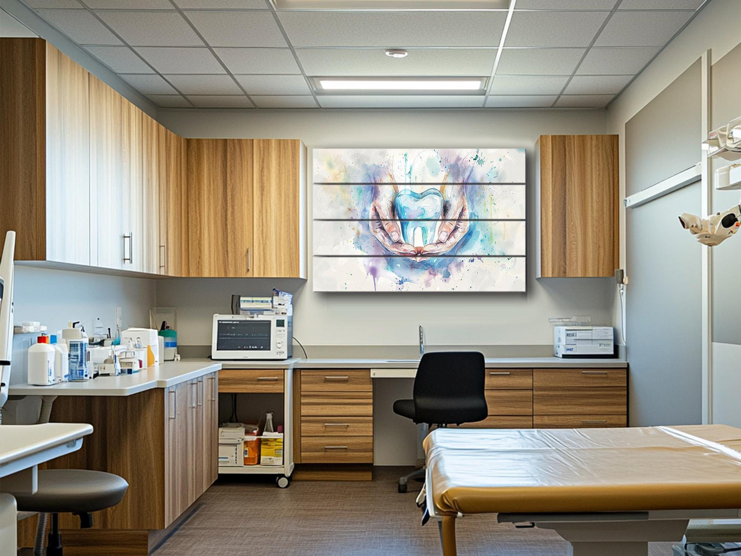 Dentistry Wall Art Printed on Natural Wood, Dentist Gift, Tooth Print, Dentist Office Decor, Stomatology Wall Art, Wood Wall Art