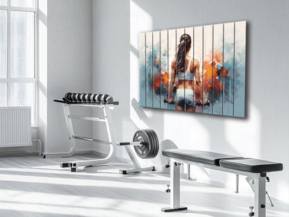 Women Workout Motivation Wooden Fitness Print – Natural Wood Wall Art, Gym Decor