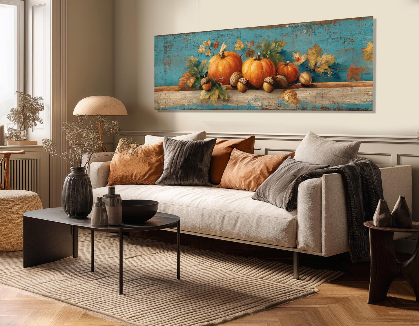 Pumpkins Canvas Print - Cozy Autumn Wall Art | Framed Ready to Hang