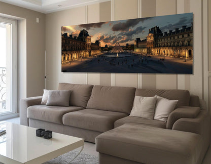 Louvre at Night Canvas – Paris Wall Art | Abstract Cotton Canvas Print, Framed & Ready to Hang