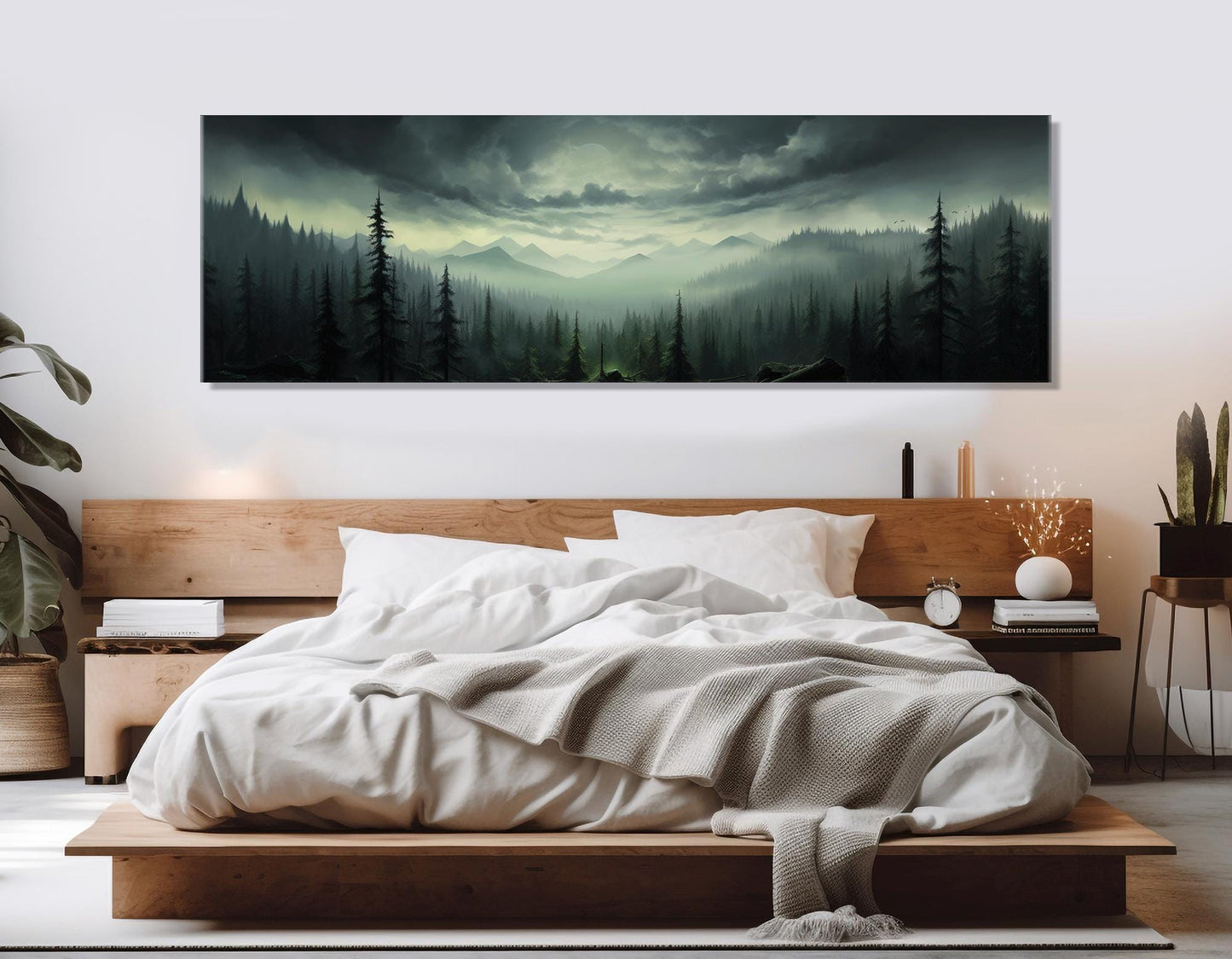 Mystical Mountain Forest Canvas - Large Framed Gallery Wrapped Canvas Print | Ready to Hang