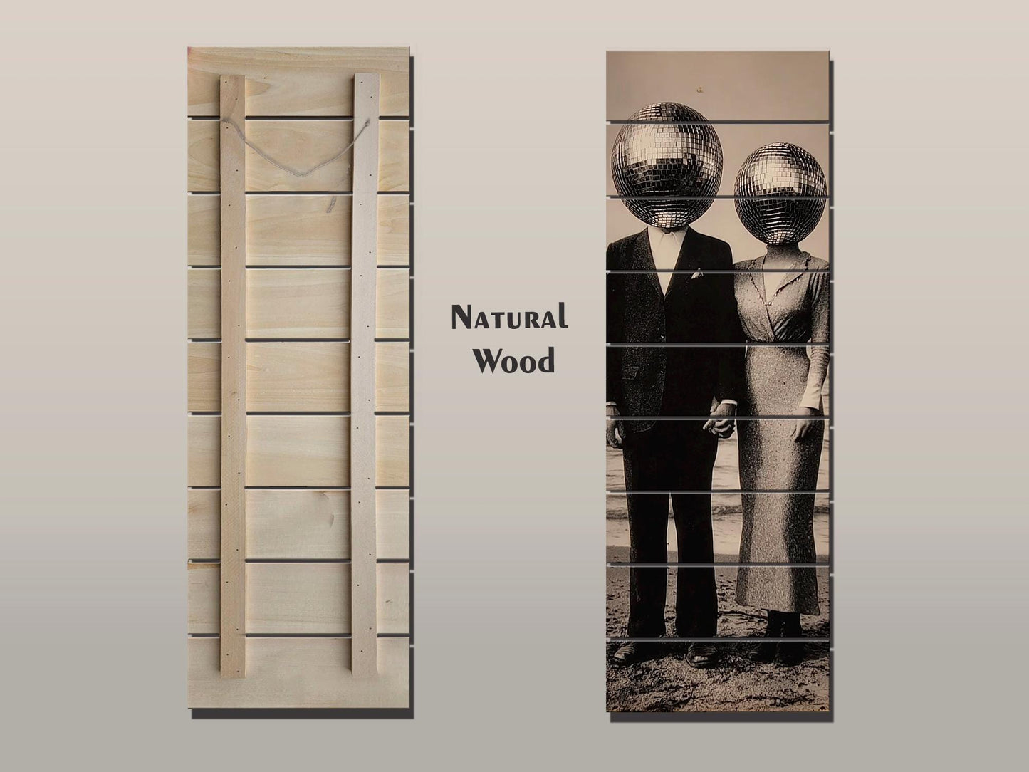 Vintage Wood Print – Black White Art Surreal Photo Print on Wood Planks