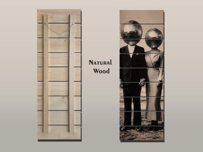 Vintage Wood Print – Black White Art Surreal Photo Print on Wood Planks