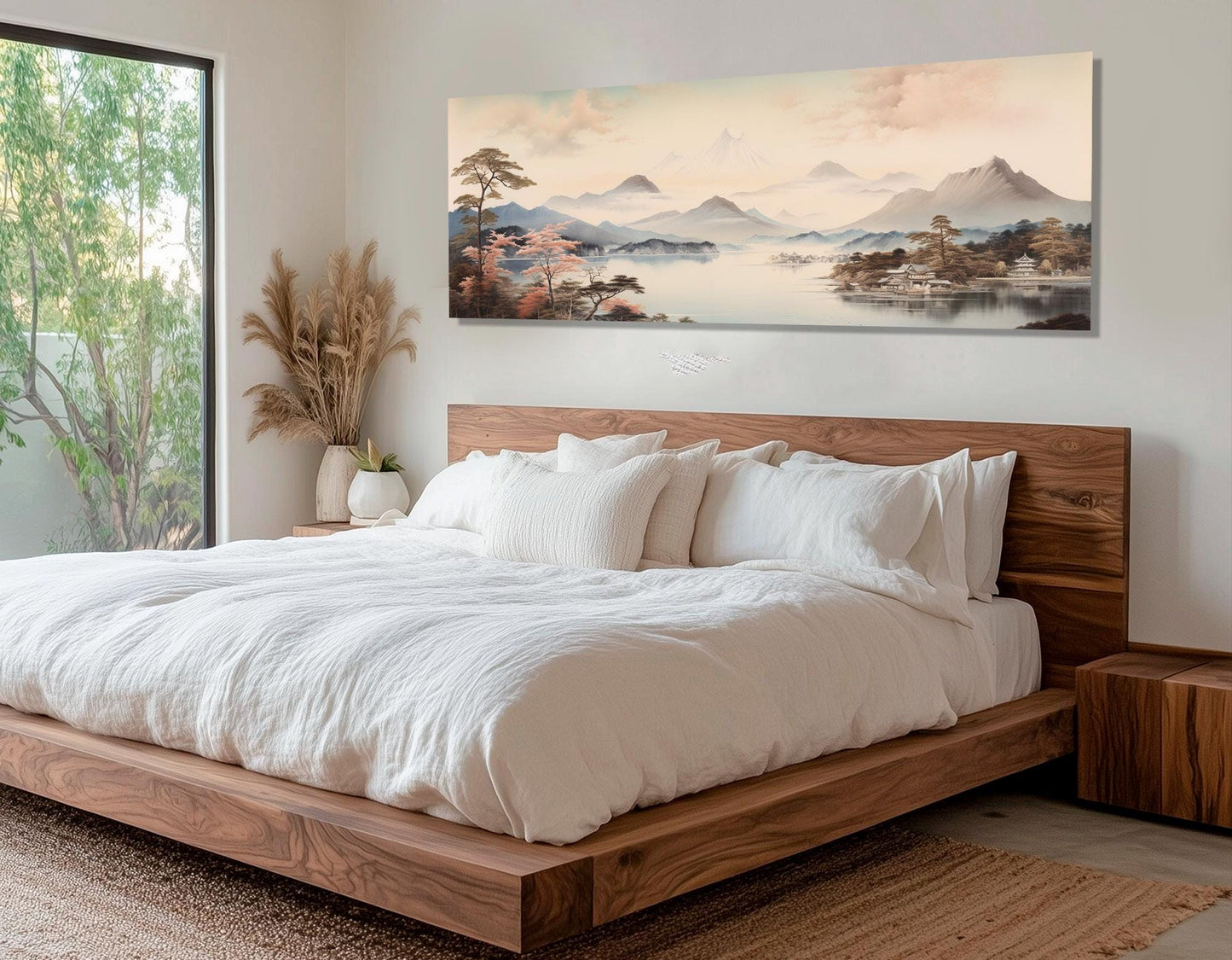 Japanese Landscape Canvas - Soft Tone Cotton Print | Framed, Ready to Hang Art