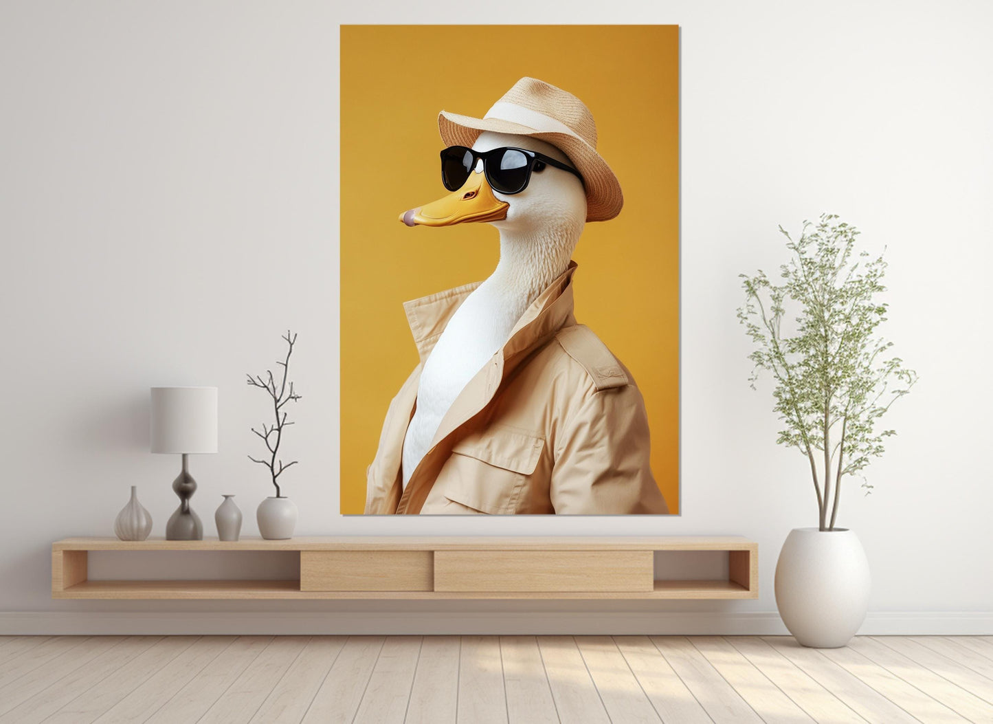 Duck Canvas Print – Cool Duck in Hat & Sunglasses | Framed Canvas Art, Ready to Hang