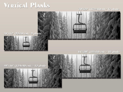 Ski Lift Wall Art – Large Wooden Wall Decor with Natural Wood Print & Rustic Mountain Cabin