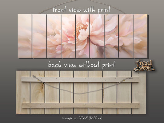 Wood Wall Art – Large Pink Peony Painting | Smooth Linden Wood Floral Decor