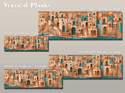Mediterranean Wood Art - Rustic Coastal Wall Decor | Harbor Panorama Print
