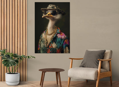 Ostrich Canvas Print – Funny Ostrich Art | Framed & Ready to Hang Party Wall Decor