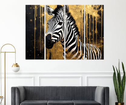 Zebra Canvas Print – Black and Gold Abstract Zebra Art, Ready to Hang Wall Decor