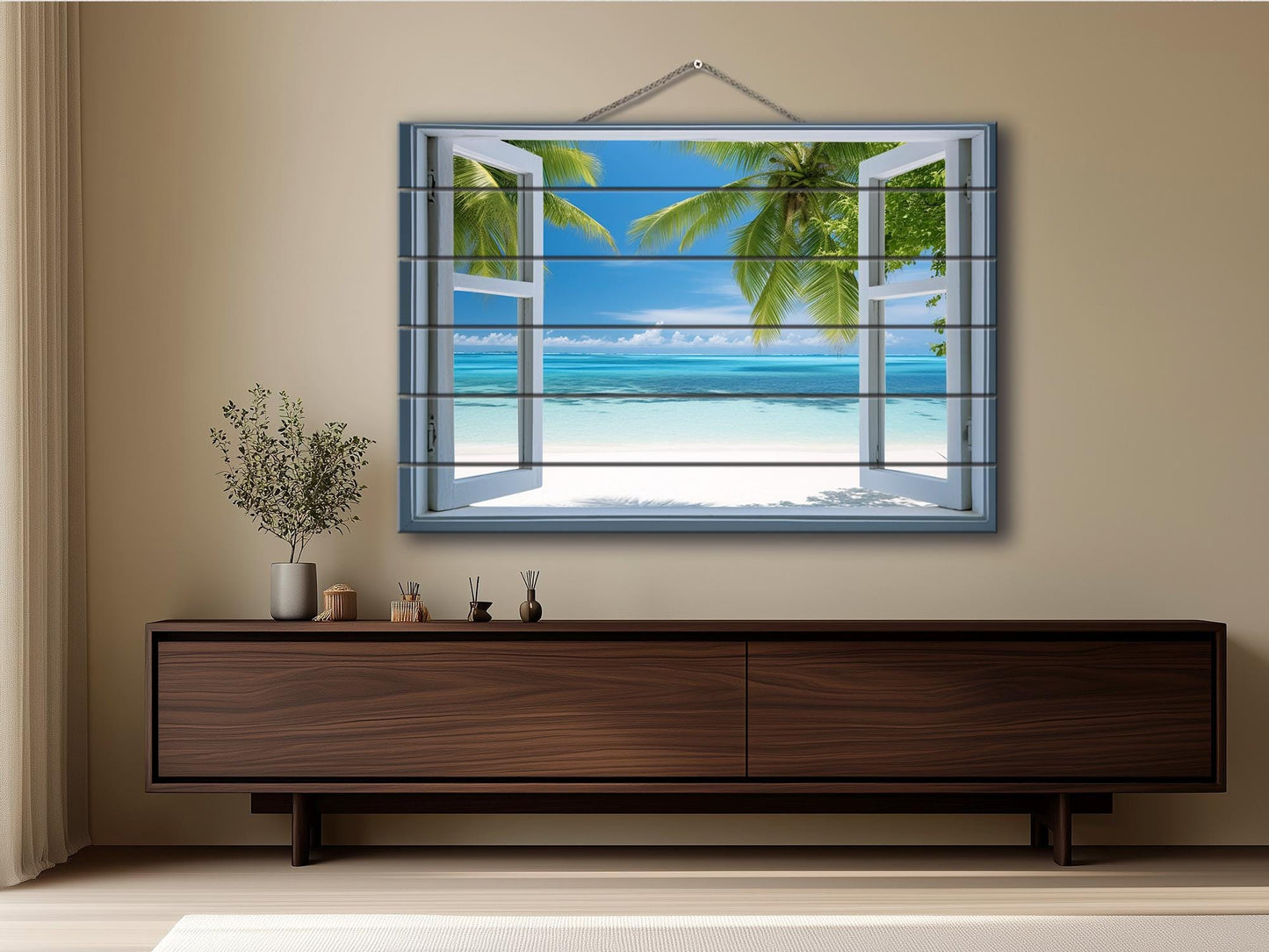Wood Wall Art – Maldives Beach Print on Wood | Tropical Wooden Wall Decor