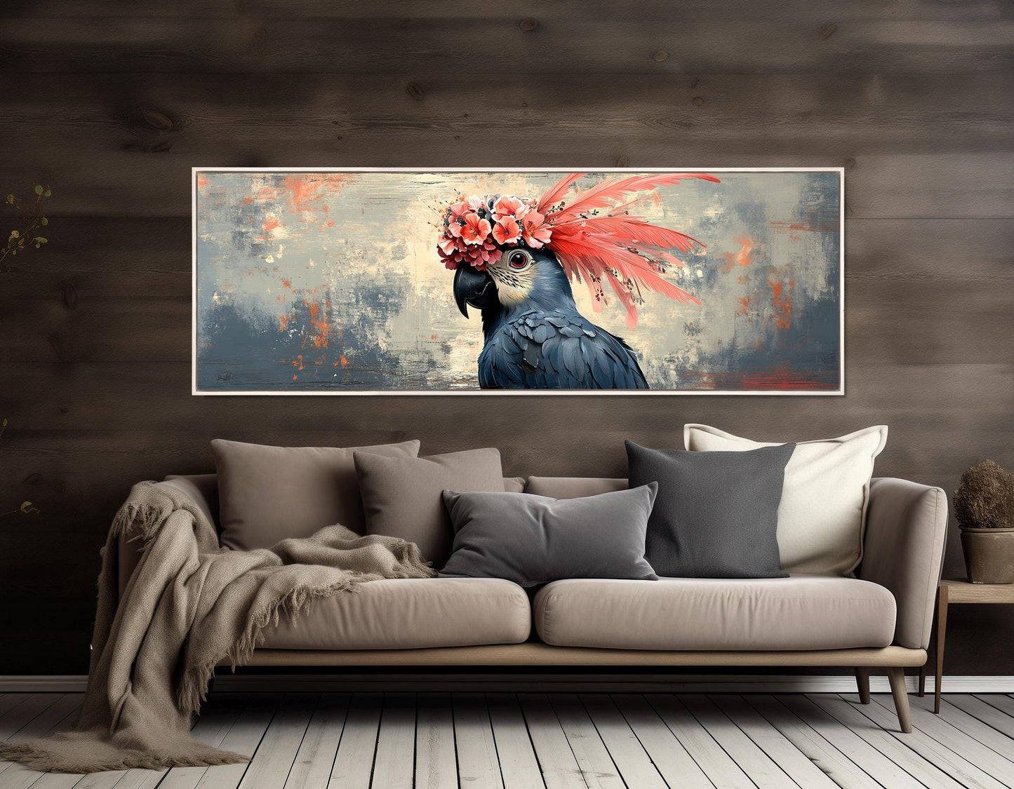 Watercolor Parrot Canvas Print - Framed Canvas Print With Floating Frame Option