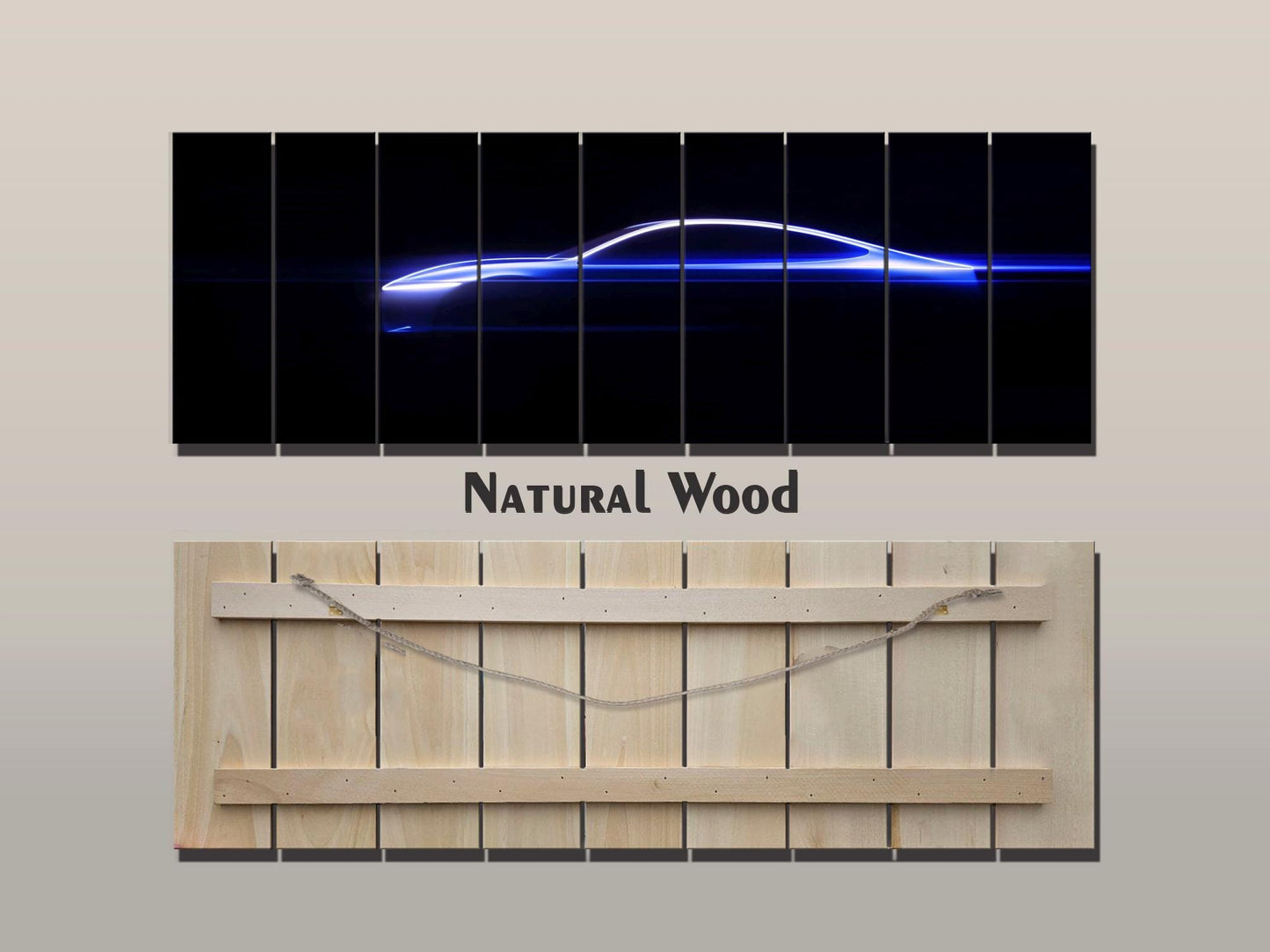 Minimalist Sports Car Silhouette  Printed on Wood - Vehicle Wall Art