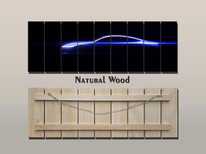Minimalist Sports Car Silhouette  Printed on Wood - Vehicle Wall Art