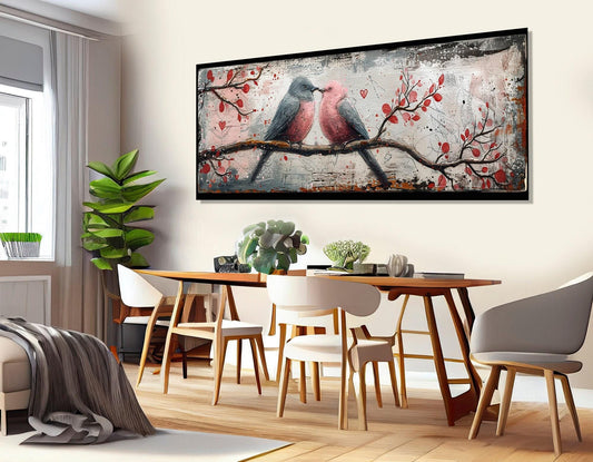 Abstract Birds Canvas Print - Romantic Wall Decor | Framed & Ready to Hang
