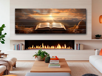 Bible Wall Art – Rustic Bible Print on Wood | Christian Wall Decor & Natural Wood Print