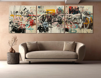 Abstract Graffiti Canvas Art – Large Vibrant Street Art on Cotton Canvas Print