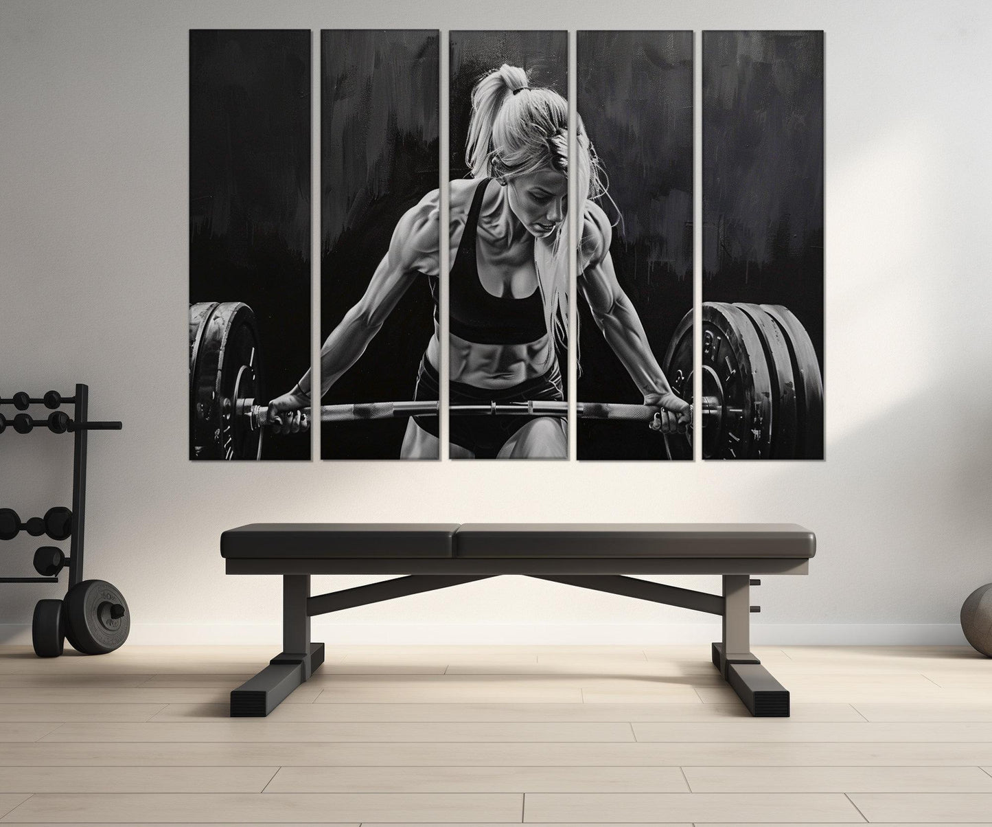 Fitness Wall Art – Black White Fitness Print | Women Workout Motivation Canvas