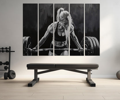 Fitness Wall Art – Black White Fitness Print | Women Workout Motivation Canvas