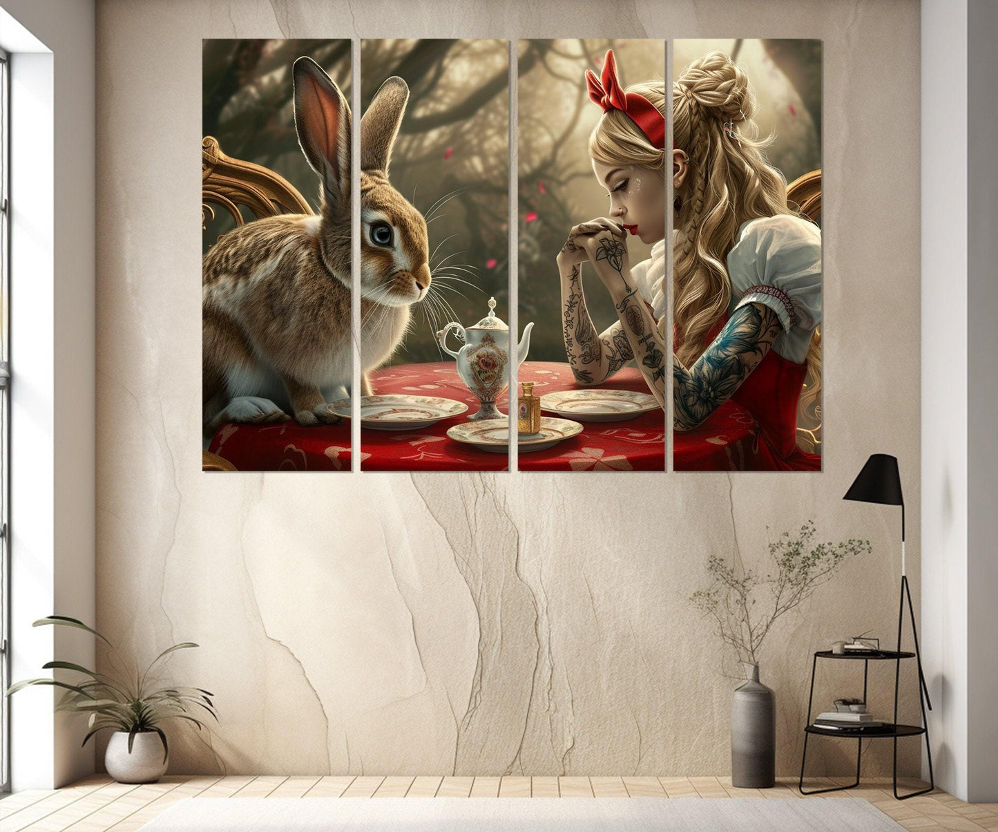 Alice in Wonderland Print – Framed Canvas Wall Art for Kids Room Decor