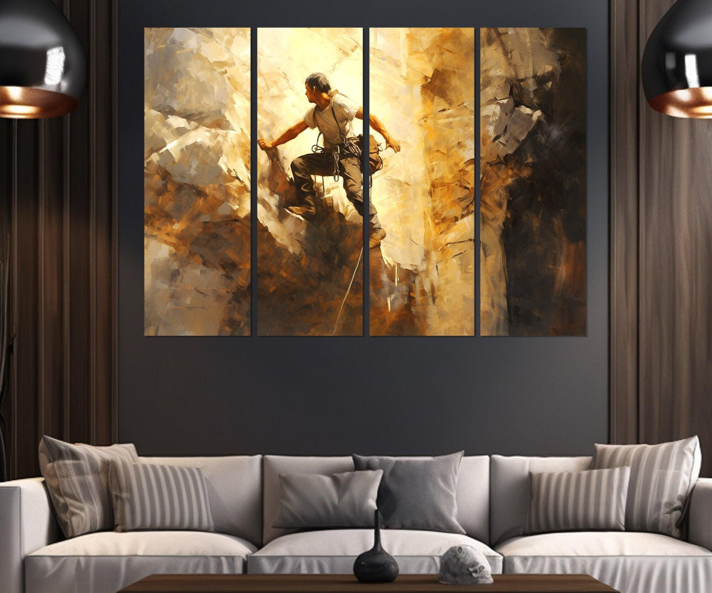 Climbing Wall Art – Alpinism Canvas Print | Framed, Ready to Hang Decor