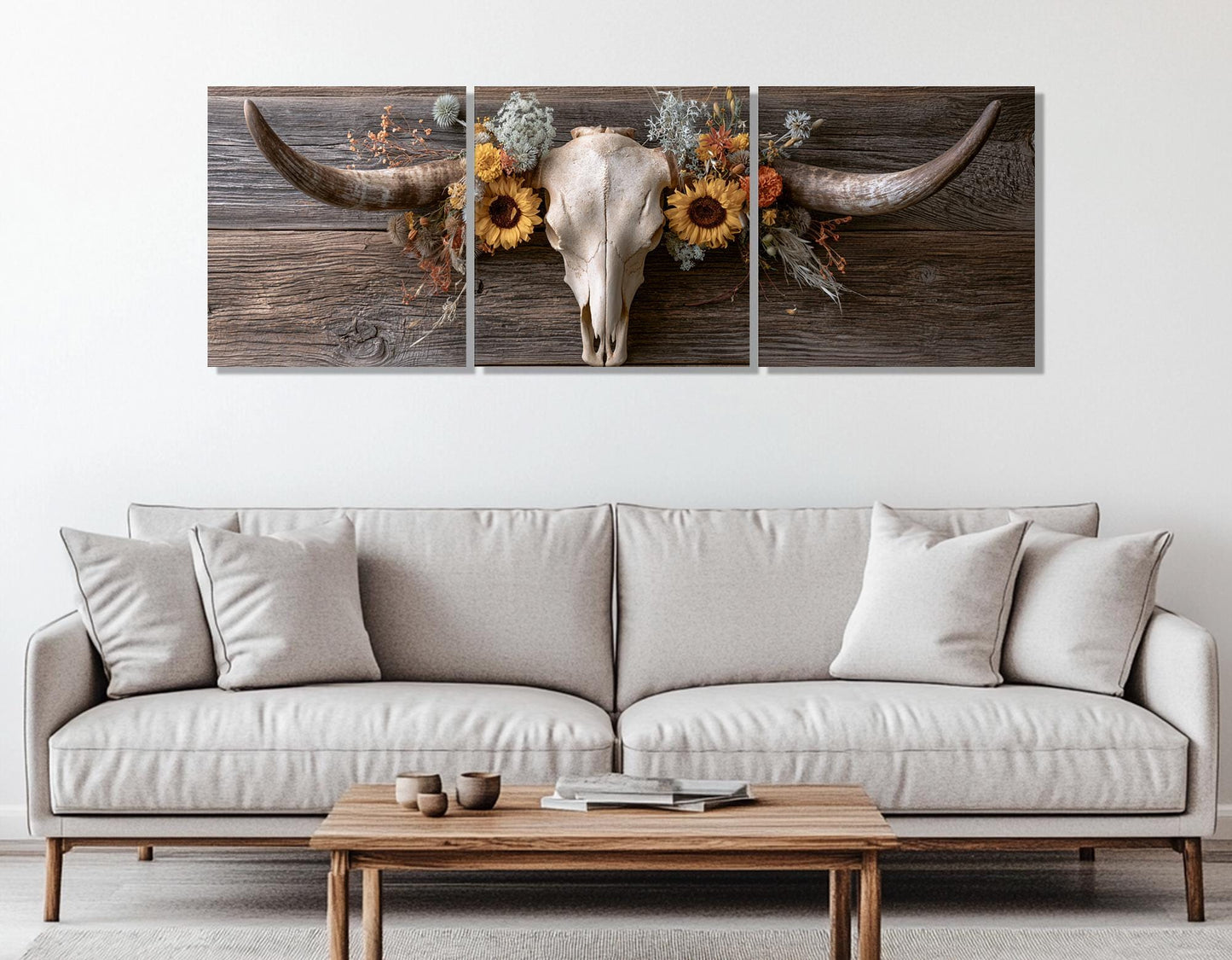 Longhorn Skull Canvas Print, Large Western Wall Decor, Framed and Ready to Hang