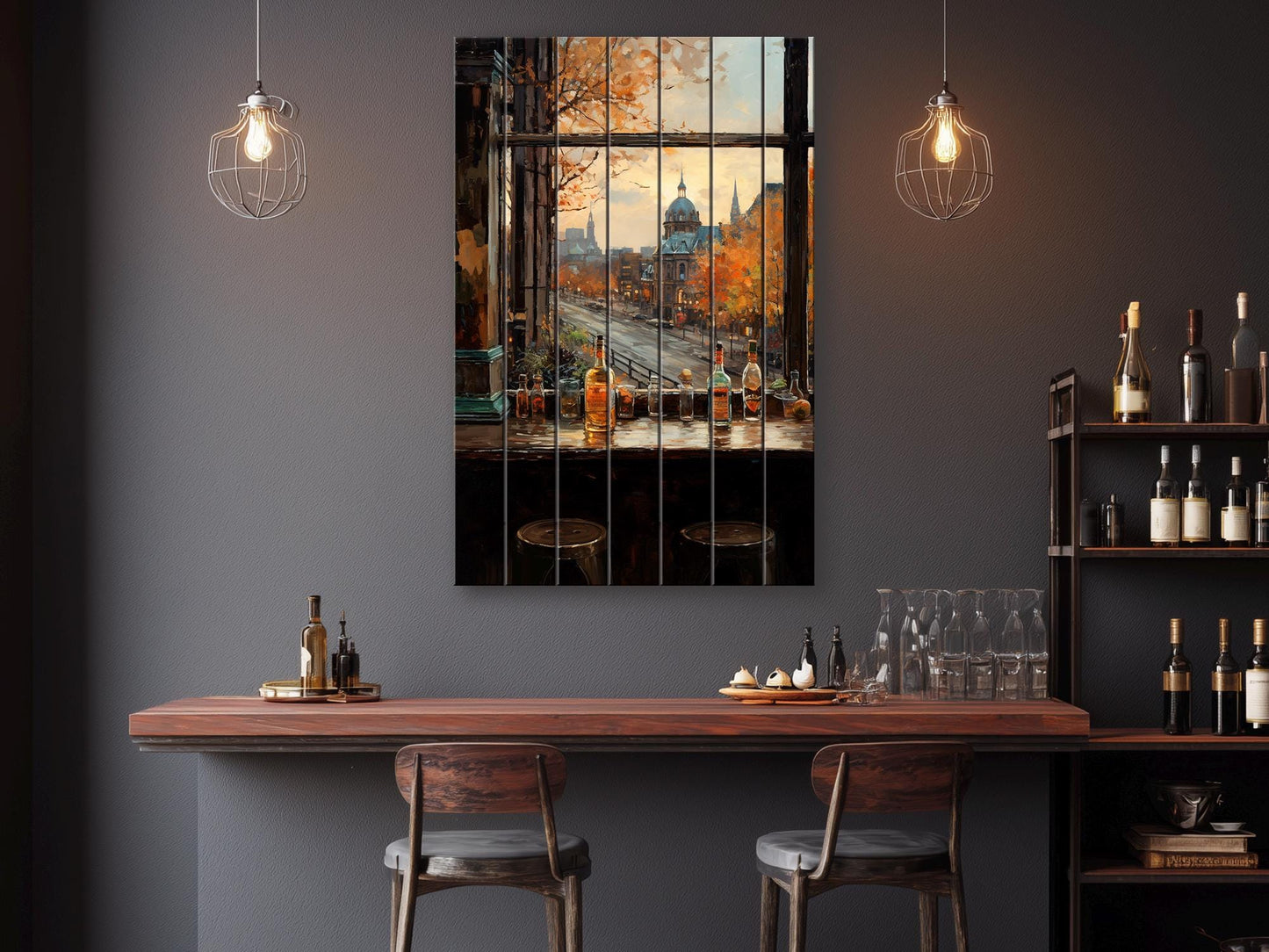 Rustic Bar Print on Natural Wood – Bar Wall Art