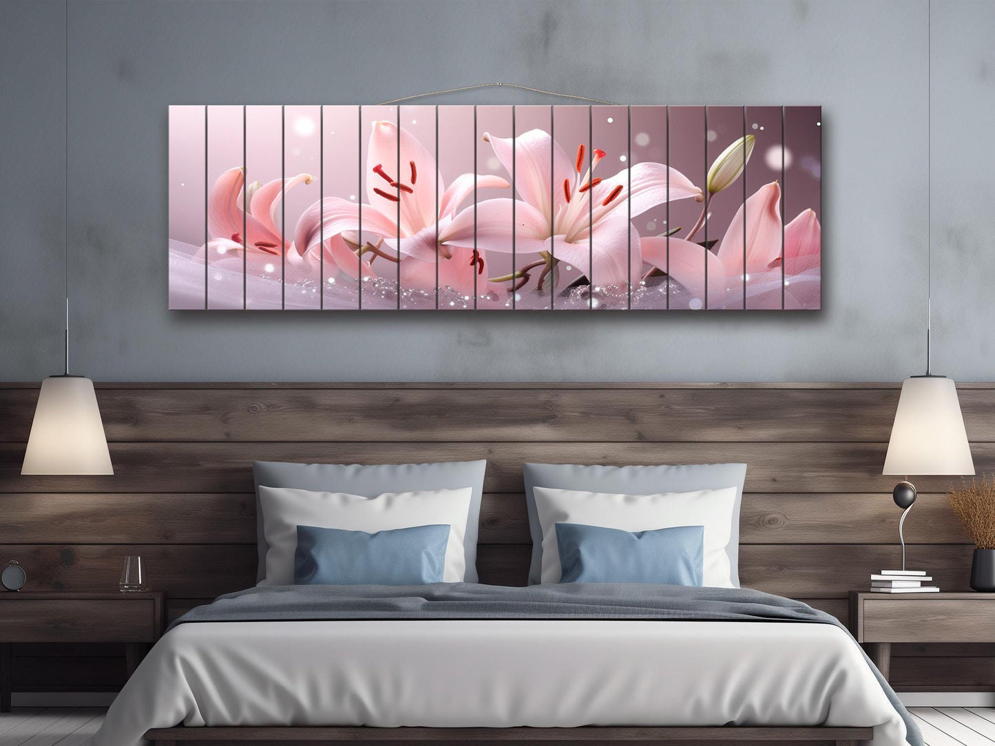 Pink Lily Wall Art Print on Wood