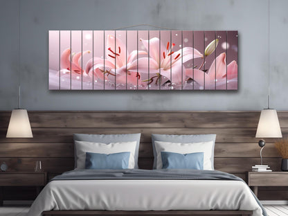 Pink Lily Wall Art Print on Wood