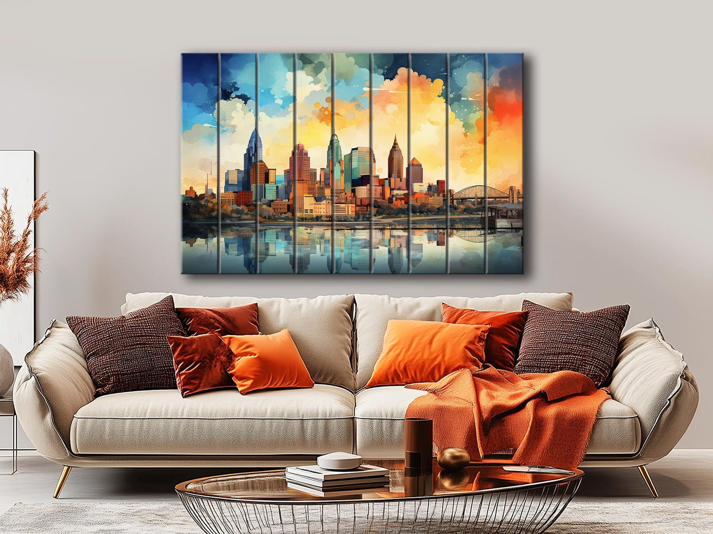 Kansas City Wall Art – Abstract Skyline Print on Wood | Rustic Wood Decor