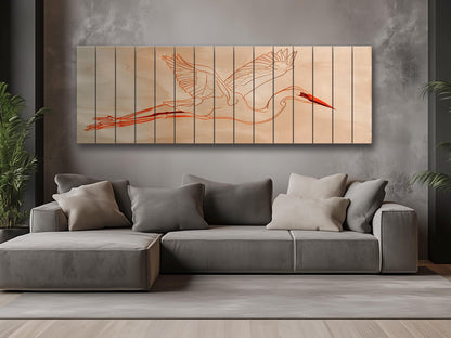 Heron Print Wood - Minimalist Bird Wall Art | Coastal Home Decor