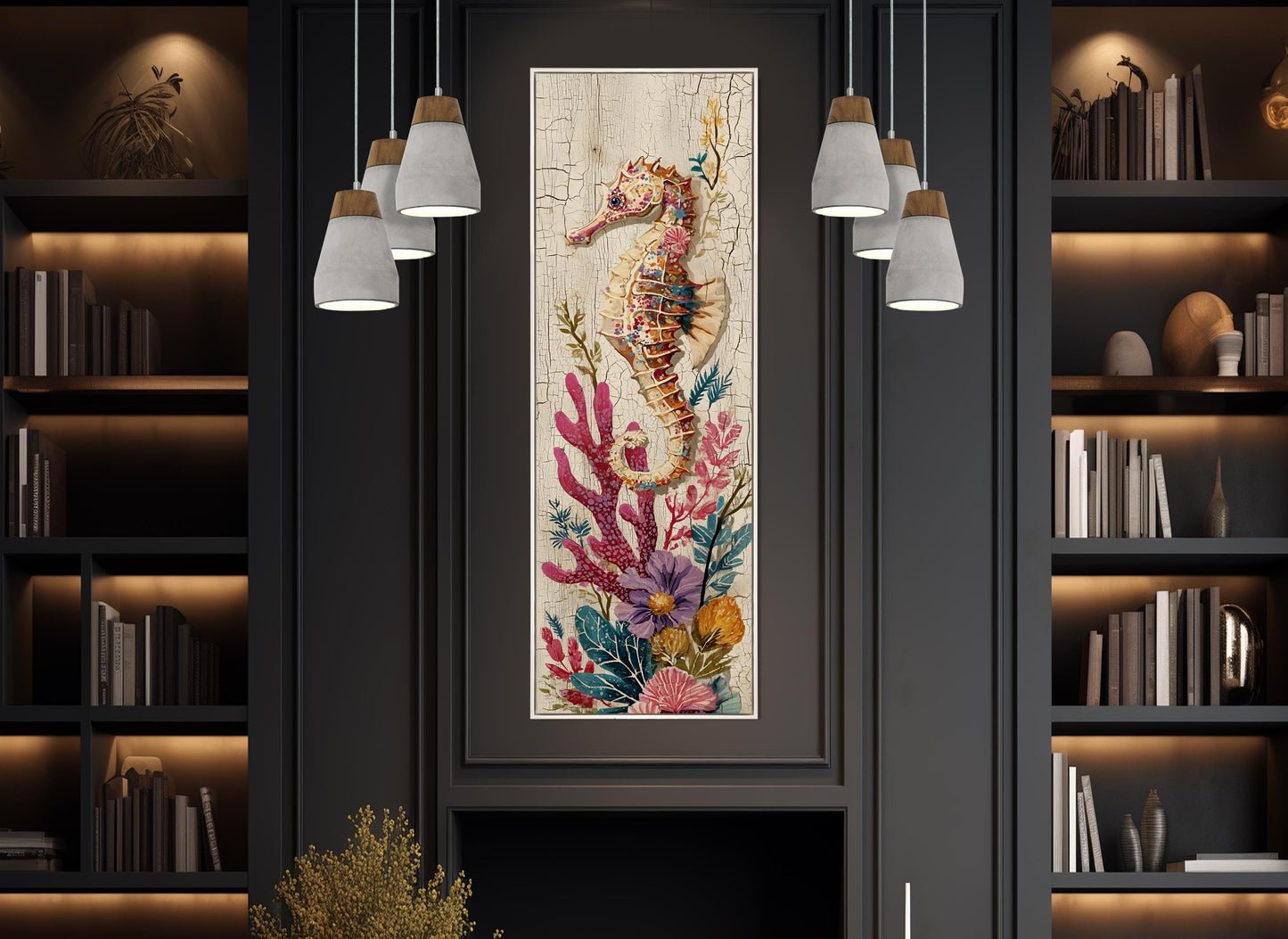 Seahorse Canvas Print – Ocean Wall Art | Framed Floating Frame Canvas, Ready to Hang