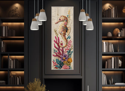 Seahorse Canvas Print – Ocean Wall Art | Framed Floating Frame Canvas, Ready to Hang