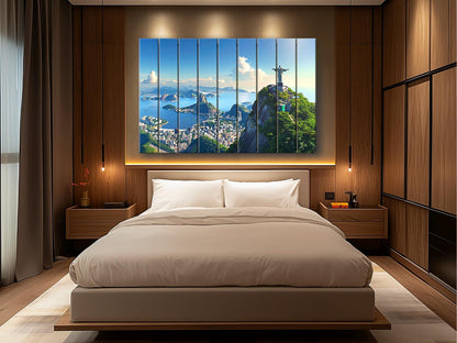 Rio De Janeiro Wall Art - Rustic Wood Plank Artwork Featuring Christ the Redeemer